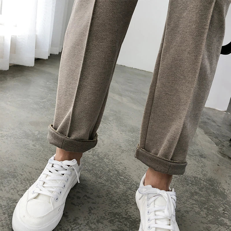 Thicken Women Pencil Pants 2025 autumn Winter Trousers OL Style Female Work Suit Pant Loose Female Trousers Capris 6648