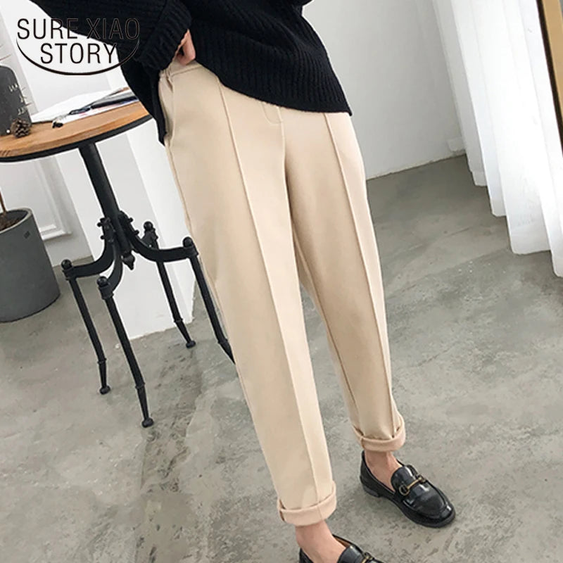 Thicken Women Pencil Pants 2025 autumn Winter Trousers OL Style Female Work Suit Pant Loose Female Trousers Capris 6648