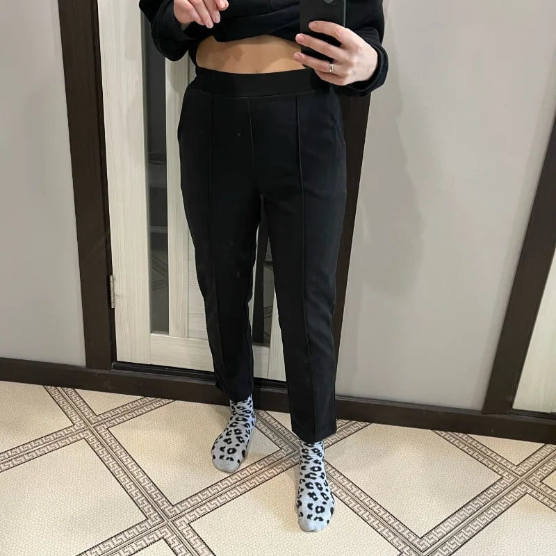 Thicken Women Pencil Pants 2025 autumn Winter Trousers OL Style Female Work Suit Pant Loose Female Trousers Capris 6648
