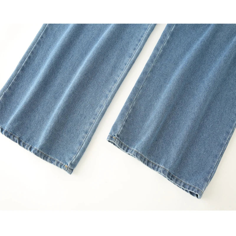 TRAF 2025 Women's Jeans Blue Baggy Jeans for Women High Waist Mom Jeans Woman Wide Leg Denim Pants Woman Jeans Summer Trousers