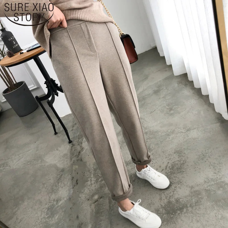 Thicken Women Pencil Pants 2025 autumn Winter Trousers OL Style Female Work Suit Pant Loose Female Trousers Capris 6648