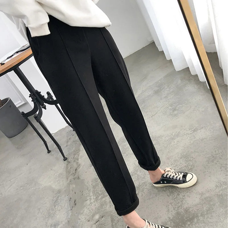 Thicken Women Pencil Pants 2025 autumn Winter Trousers OL Style Female Work Suit Pant Loose Female Trousers Capris 6648